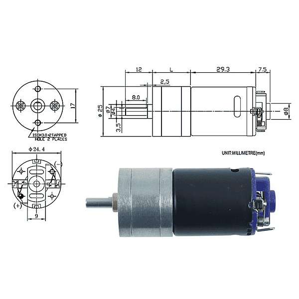 12v 580rpm 3.5 kgf.cm hp dc gear motor