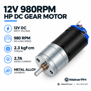 12v 980rpm 2.3 kgf.cm hp dc gear motor