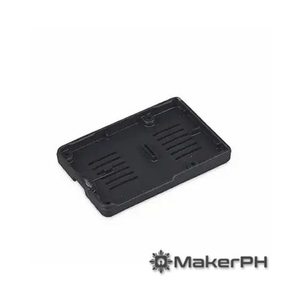 Black plastic electronic enclosure with vents.