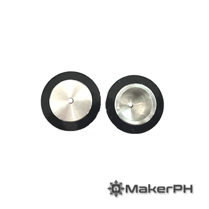 Two black and silver ultrasonic atomizer discs.