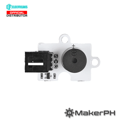 Electronic component buzzer module on white background.