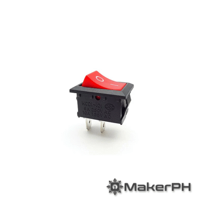 Red rocker switch for electronics.