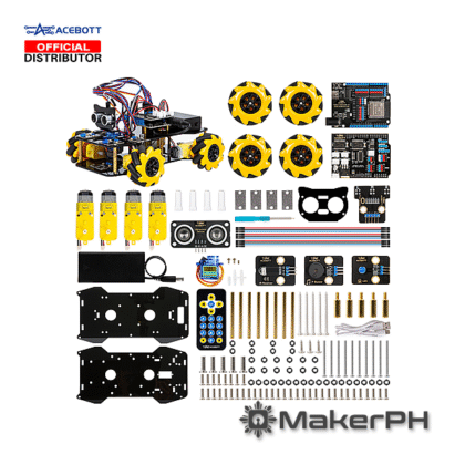 Robot car assembly kit with electronic components.