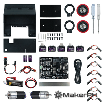 DIY robot kit components, including motors and sensors.