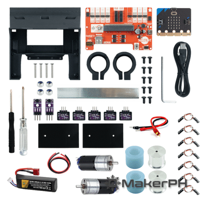 Robot building kit components and accessories.