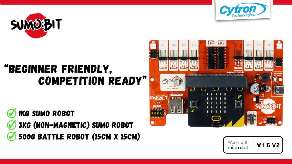 SumoBit robot board for beginner-friendly competitions