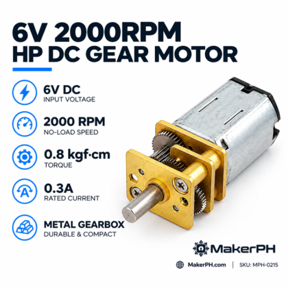 makerph apex mgm 6hp 2000 rpm dc micro metal gearmotor (alf 16x certified)